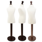 Children Kids Age 6-8 Years Tailors Dummy Mannequin, White Torso Bust with a Dark Wood Round Base
